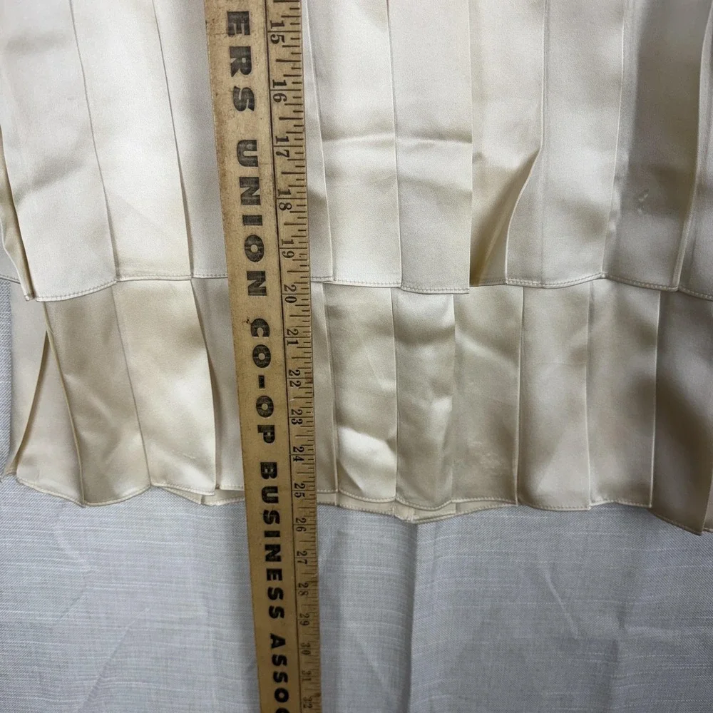 VTG Richard Warren Jacket Skirt Set Womens 10 White Silk Pleated Hem 2 Piece